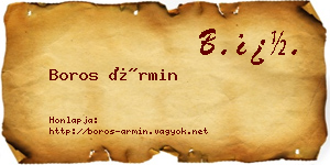 Boros Ármin névjegykártya